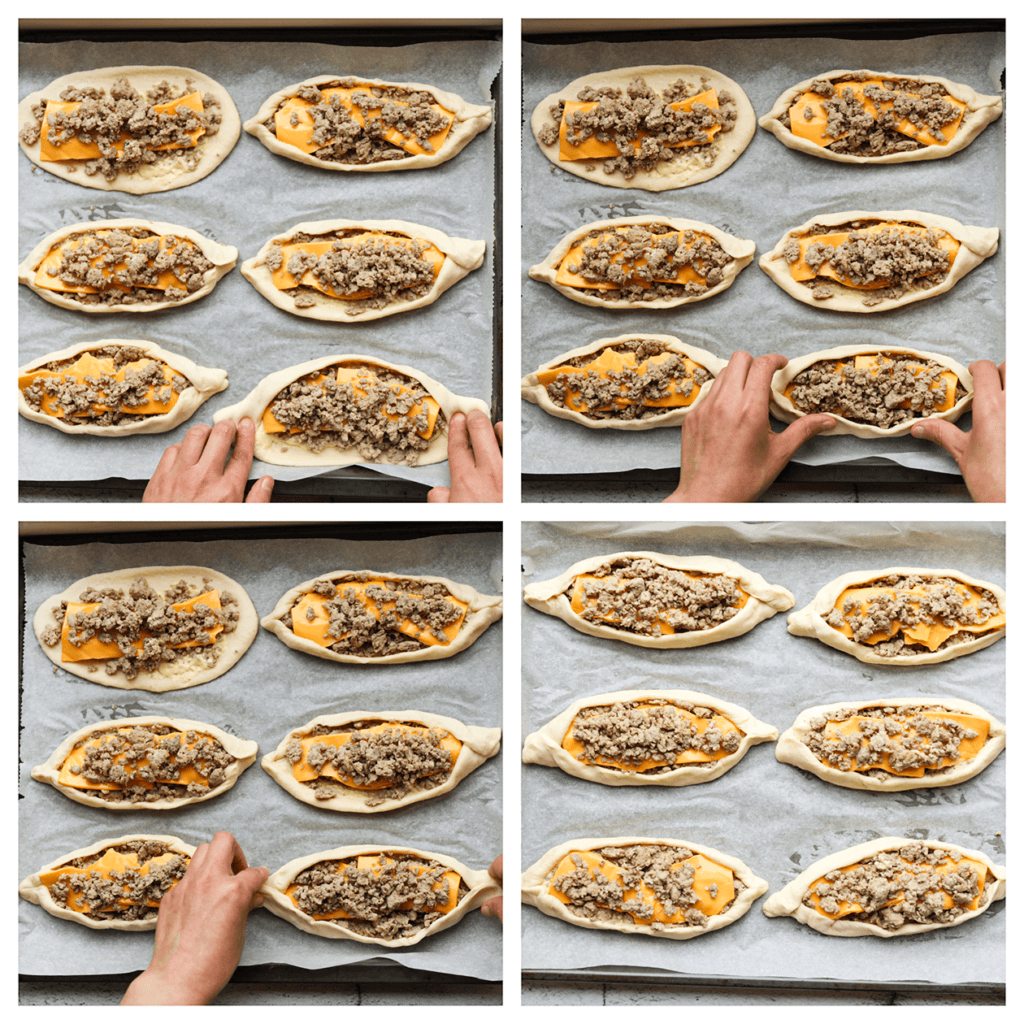 Vouw de zijkanten van het deeg naar binnen. Laat het deeg 30 minuten rijzen, of totdat het in omvang is verdubbeld.