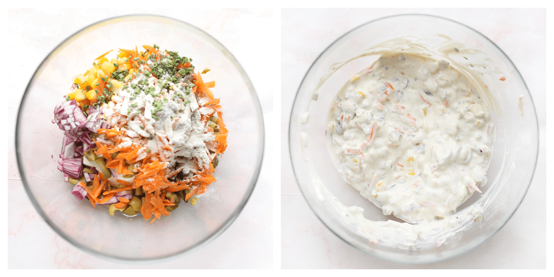 Romige saus voor de kumpir mengen in een diepe kom