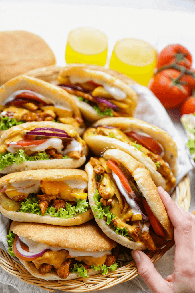 Broodje pittige kip eindresultaat Kookmutsjes