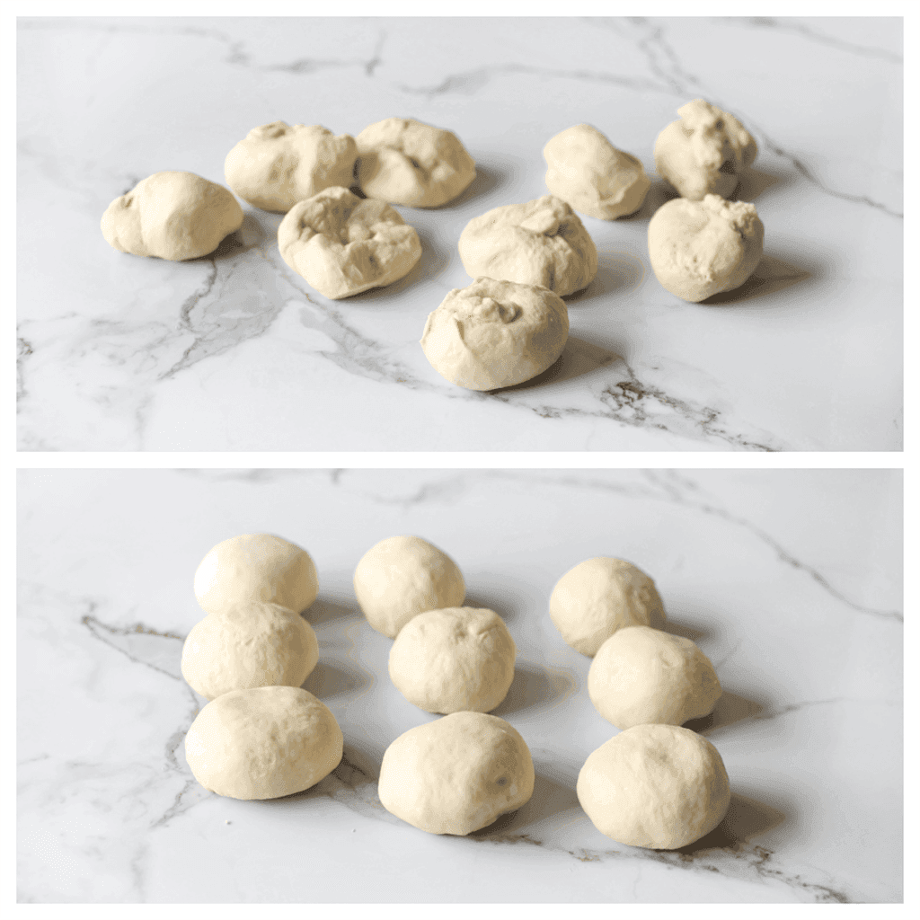 Verdeel het deeg in 9 gelijke stukken 