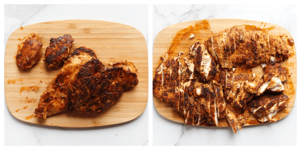 Snijd de kip in stukken.