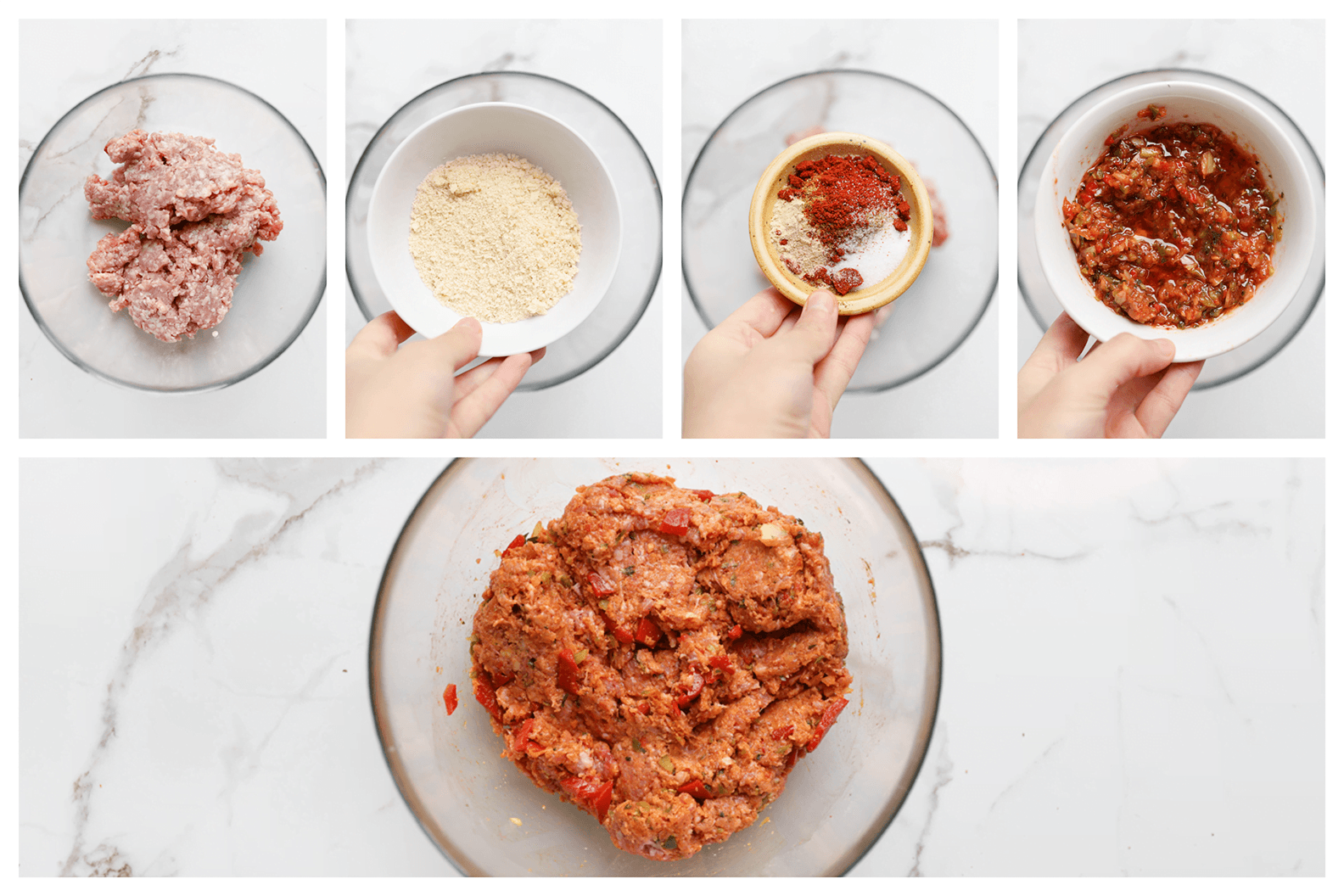 Gehakt mengen in een diepe kom