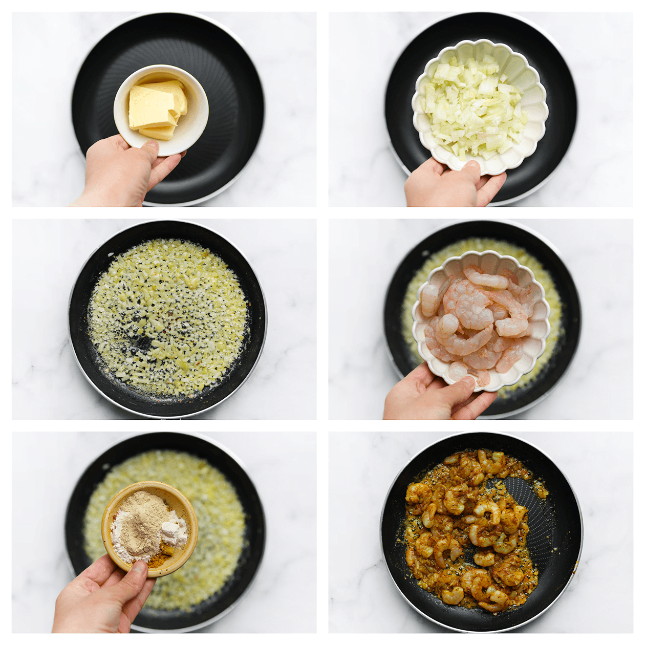 Gele ui bakken met garnalen