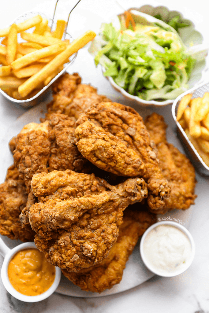 Krokante kippenpoten eindresultaat Kookmutsjes