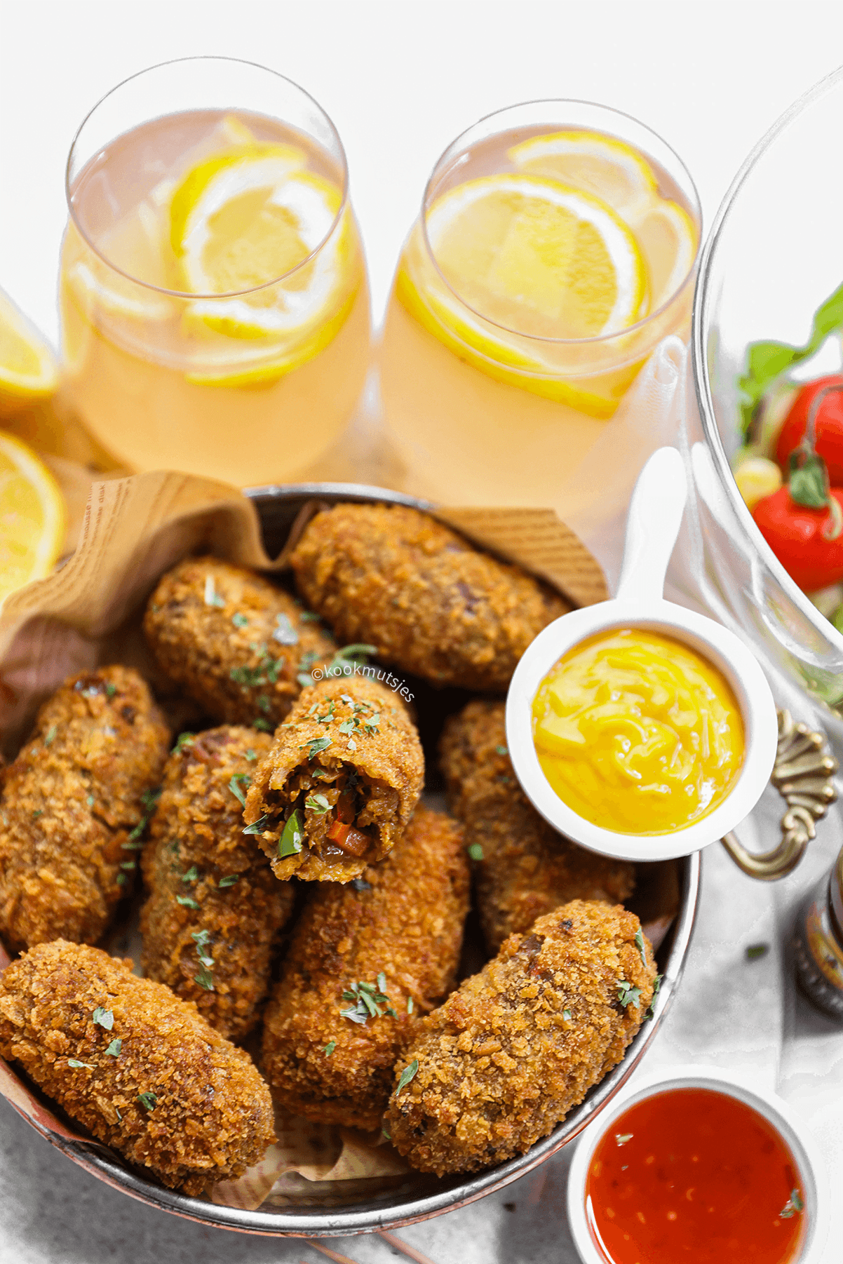 Krokante nasikroketten met kip eindresultaat Kookmutsjes