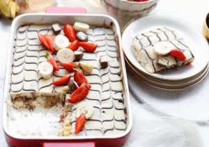 Aardbei banaan dessert Kookmutsjes