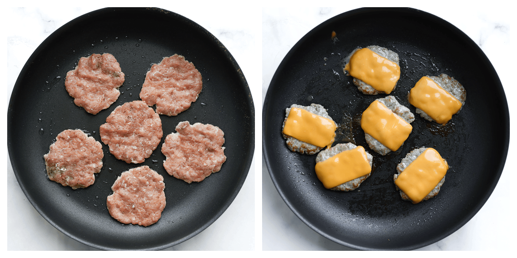 Gehaktburgers gaar bakken met cheddar kaas