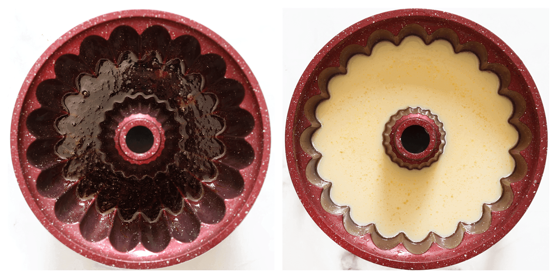 Karamelsiroop en flan in bakvorm