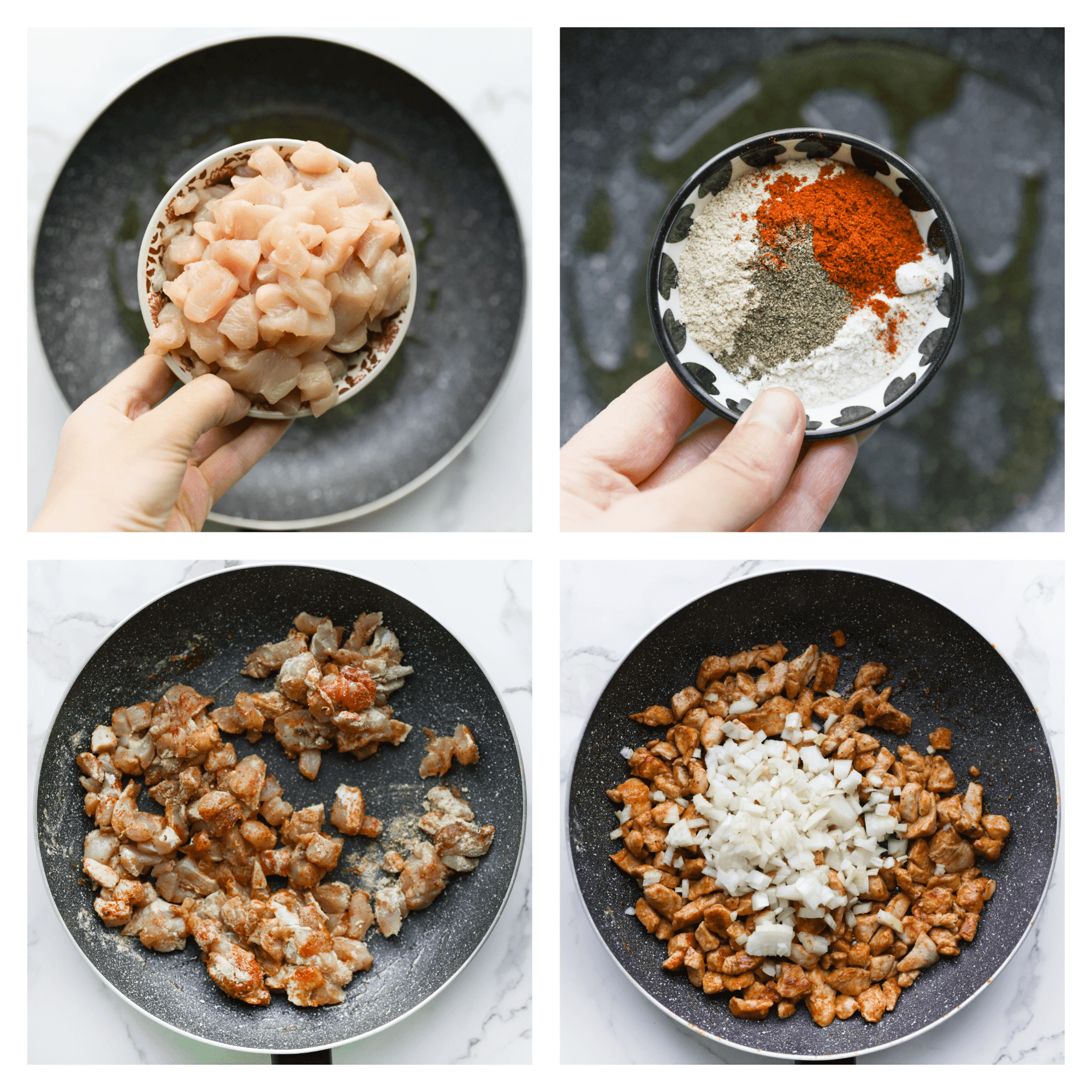 Kip bakken in een koekenpan