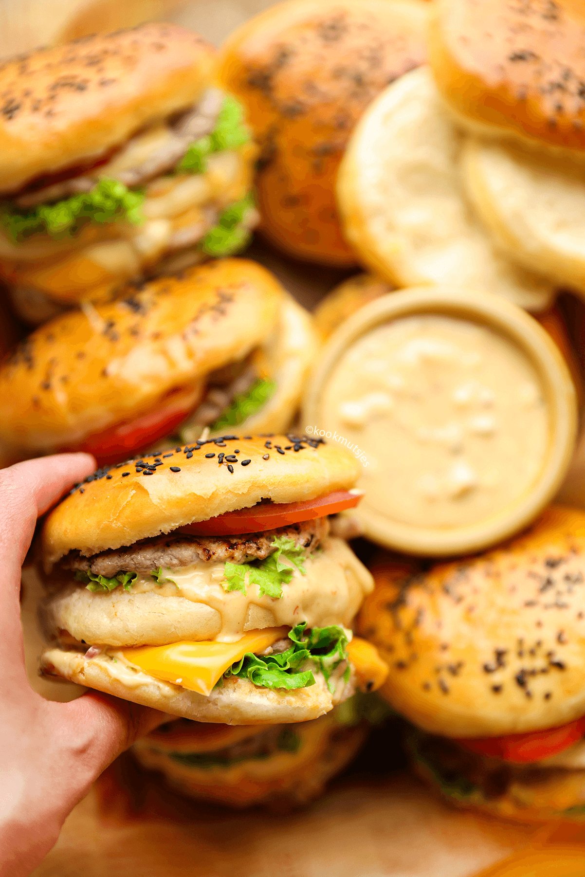 Triple burgerbroodjes eindresultaat Kookmutsjes