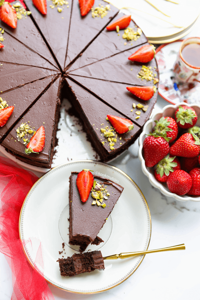 Chocoladetaart (no oven bake) eindresultaat