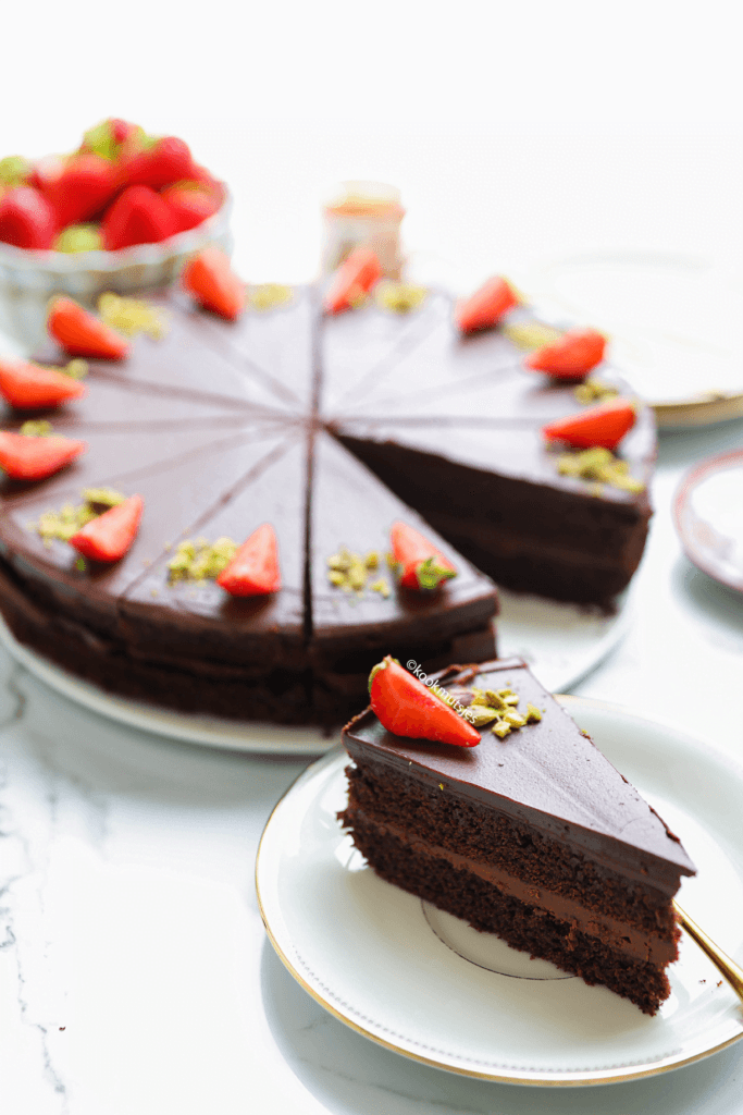 Chocoladetaart (no oven bake) eindresultaat van Kookmutjses