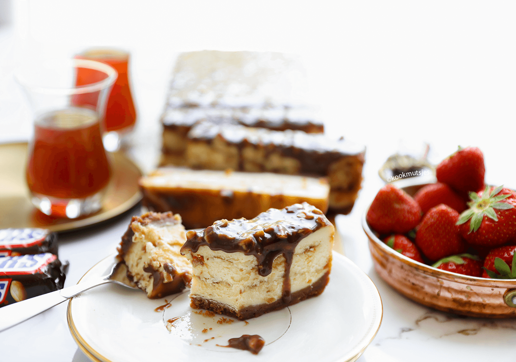 Snickers cheesecake dessert Kookmutsjes