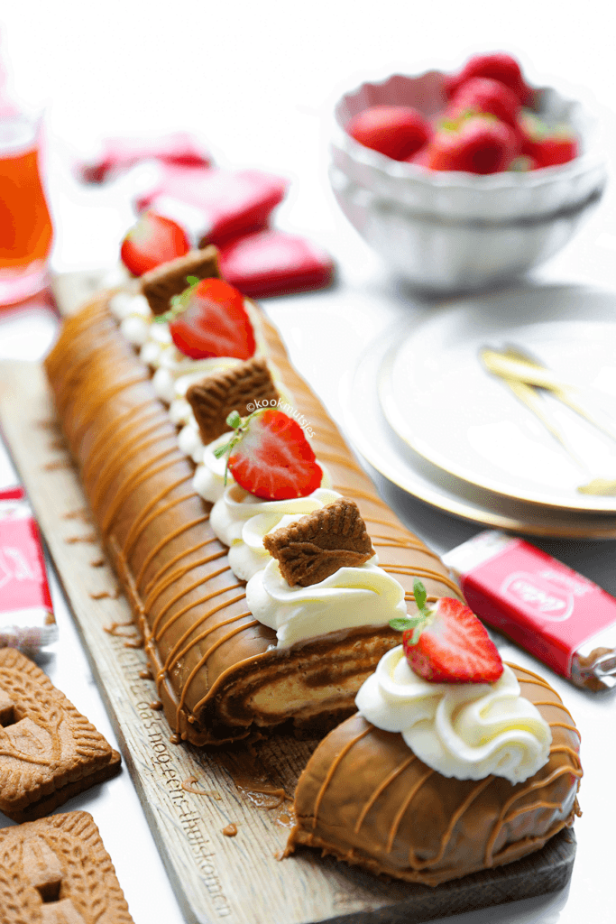 Speculoos rolcake no bake eindresultaat van Kookmutsjes