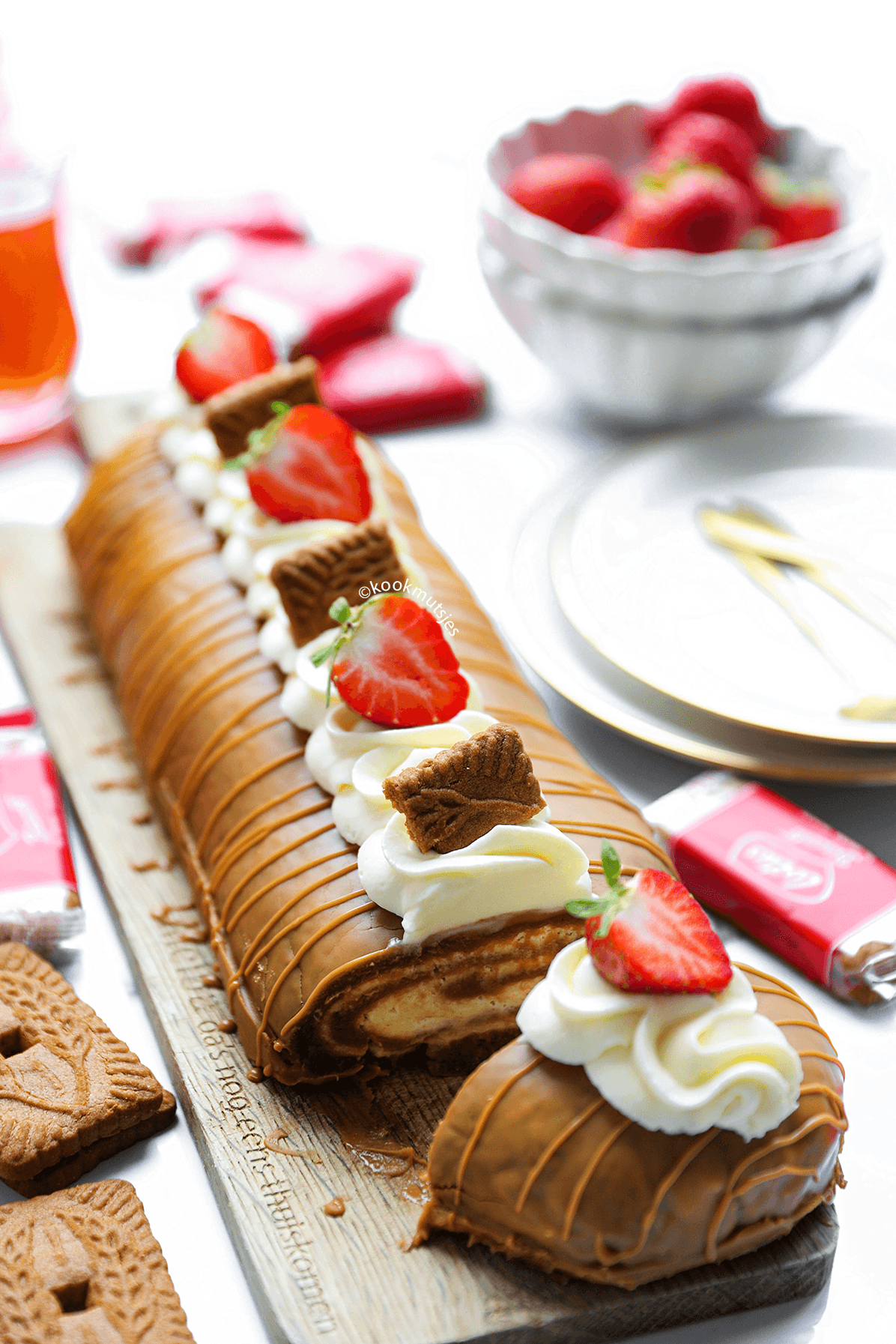 Speculoos rolcake no bake eindresultaat van Kookmutsjes