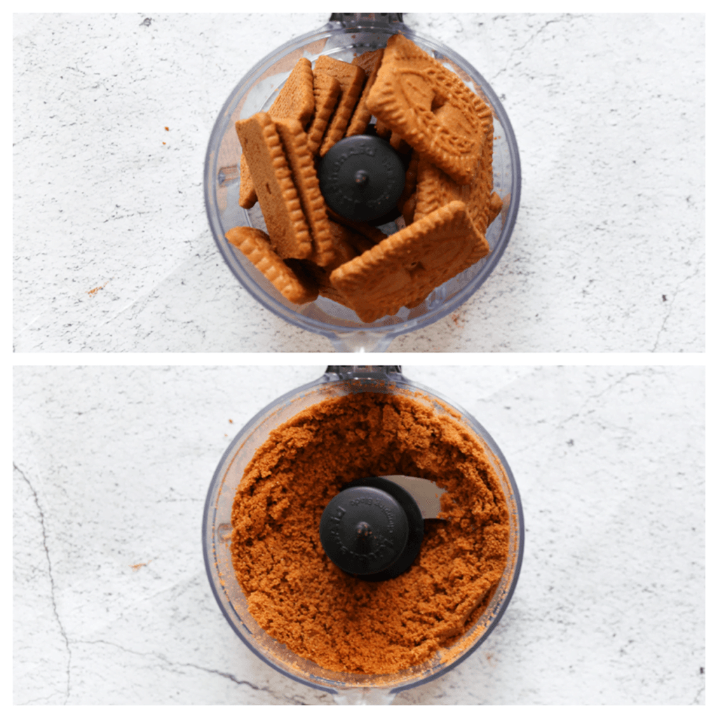 Doe de speculooskoek in een hakmolen en maal het fijn.