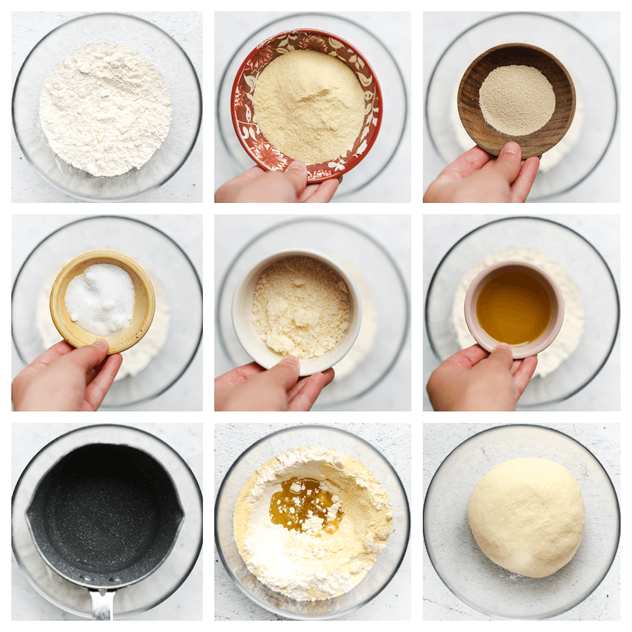 Deeg kneden in een diepe kom