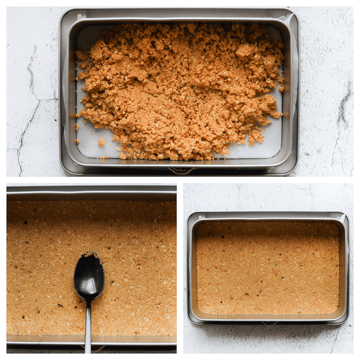 Koekjesdeeg stevig aandrukken in een springvorm