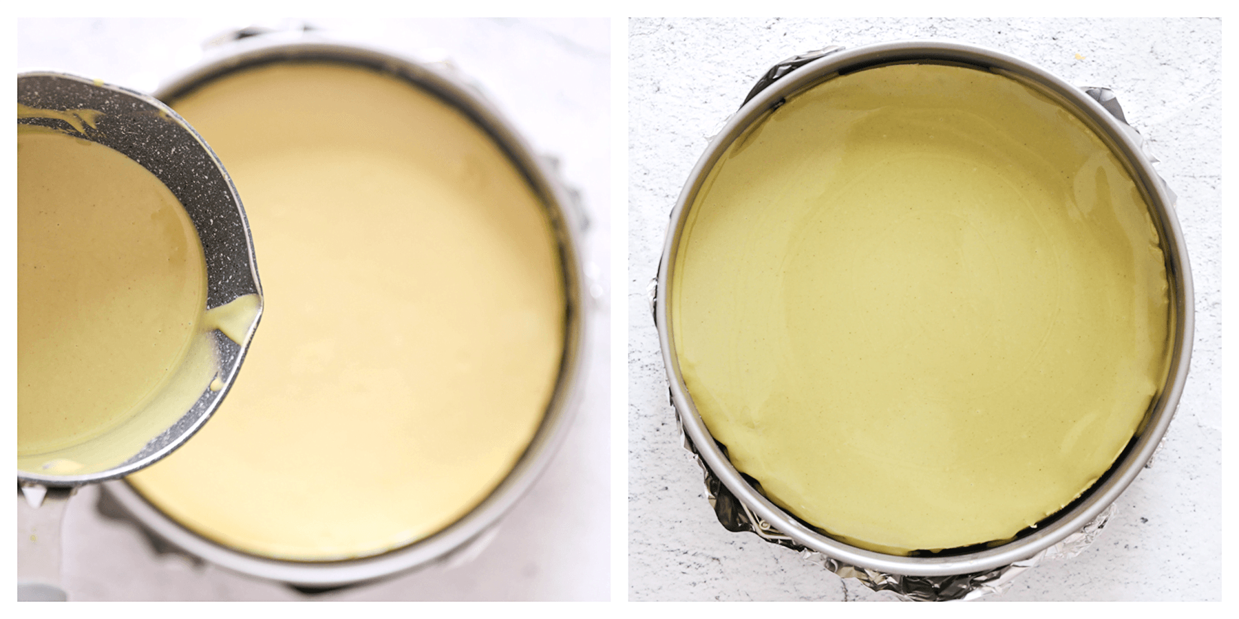 Pisatchepasta verdelen over een pistache cheesecake