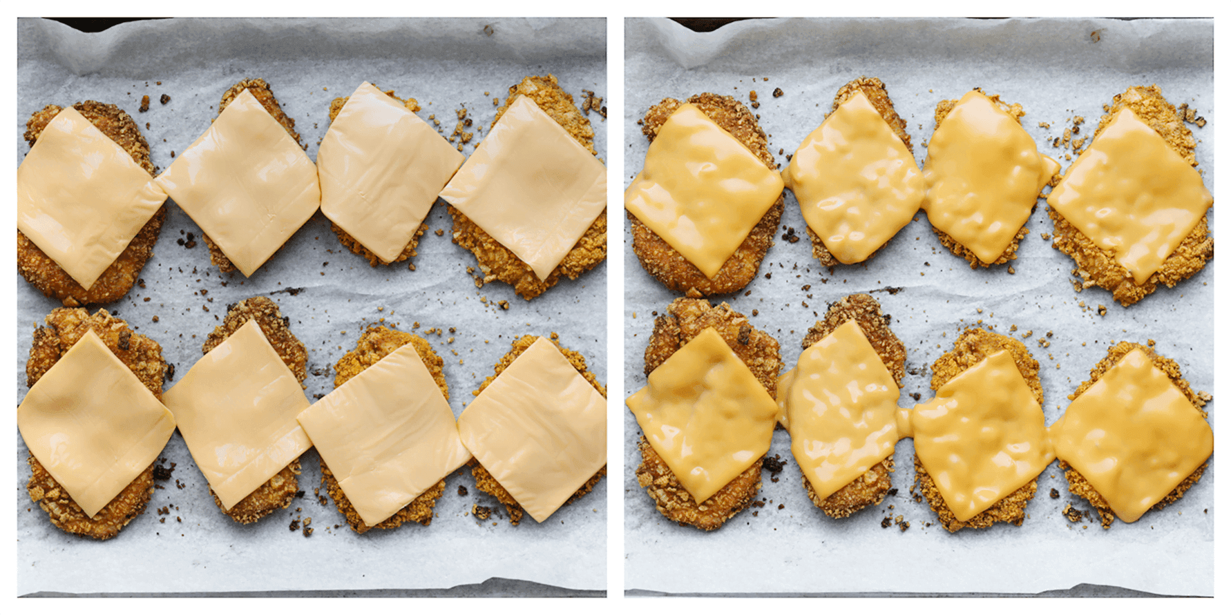 Cheddar kaas leggen op de bugles burger