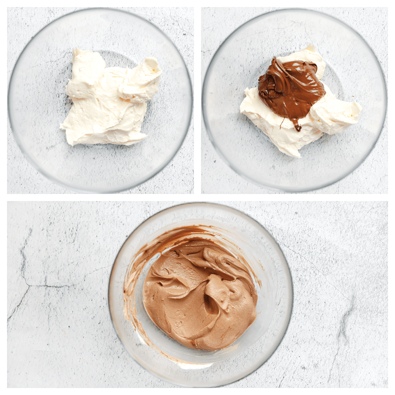 Chocolade mengen met room in een diepe kom