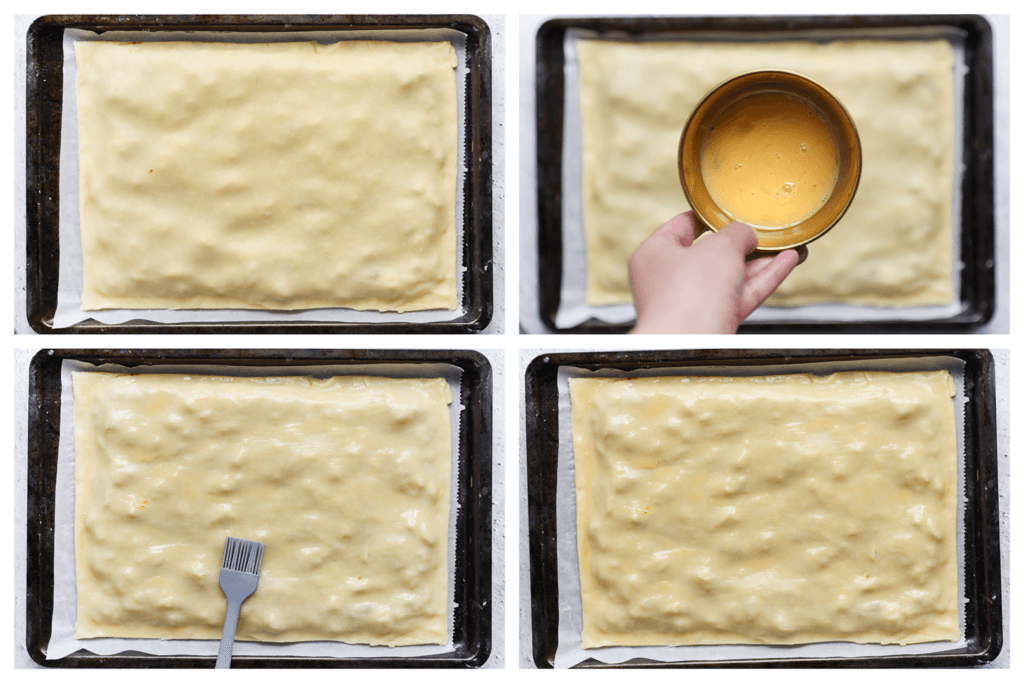 Bestrijk het deeg met het geklutste ei.