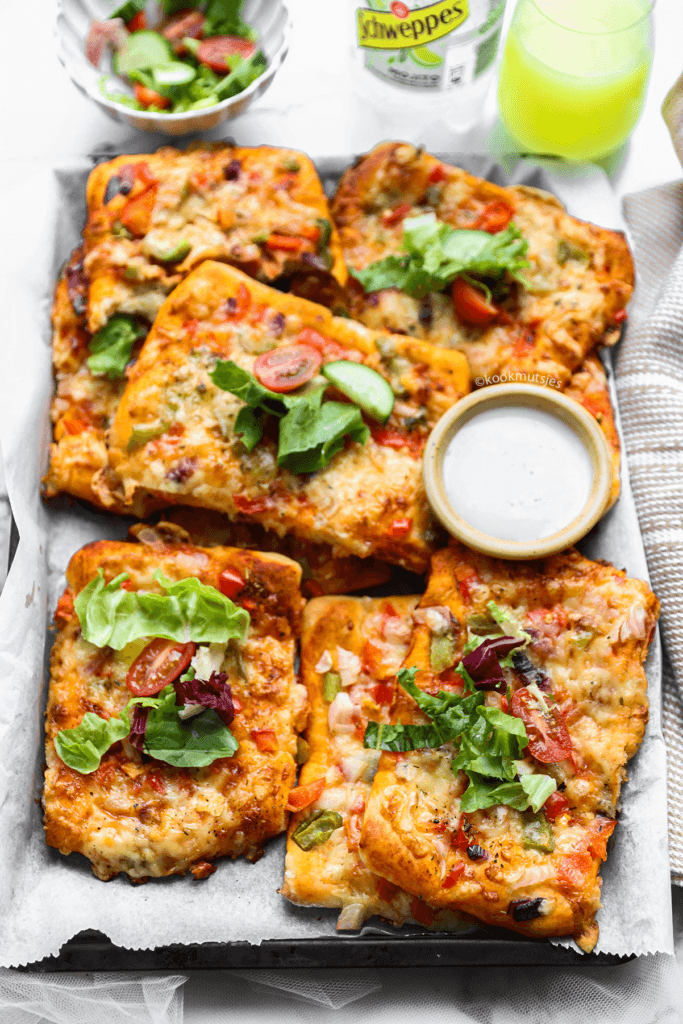 Groentepizza's eindresultaat Kookmutsjes