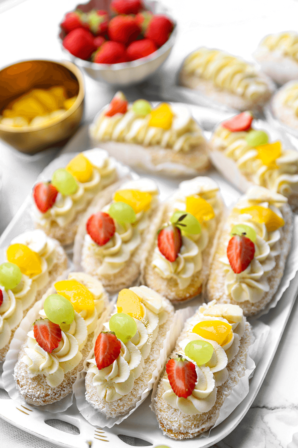 Kokosgebakjes met room eindresultaat Kookmutsjes