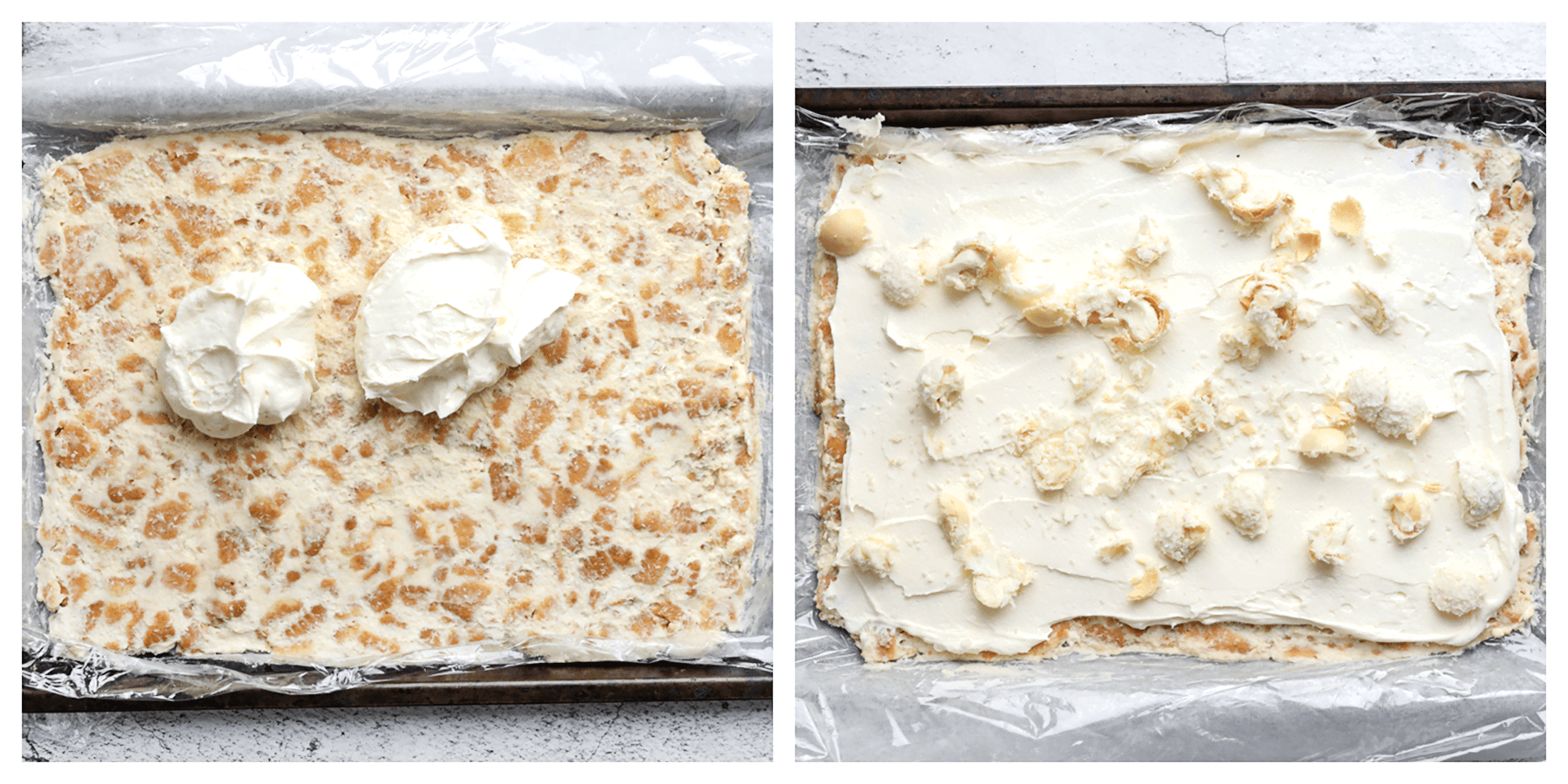 Room en raffaellos verdelen over het koekjesdeeg