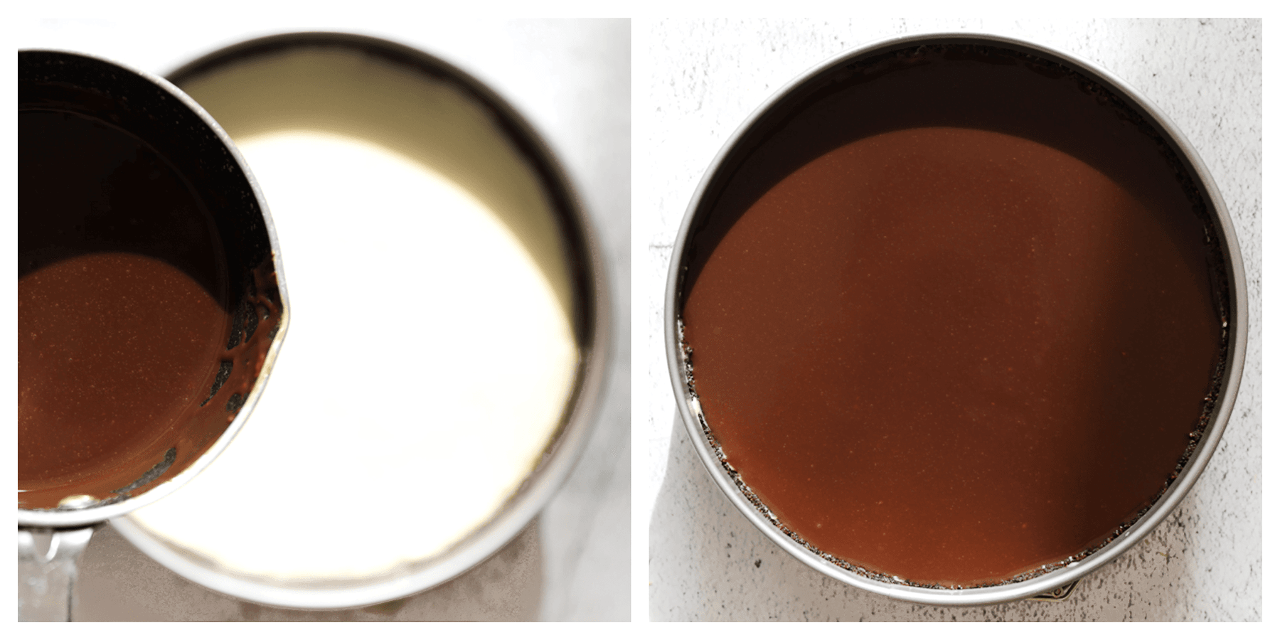 Snickers cheesecake garneren met ganache