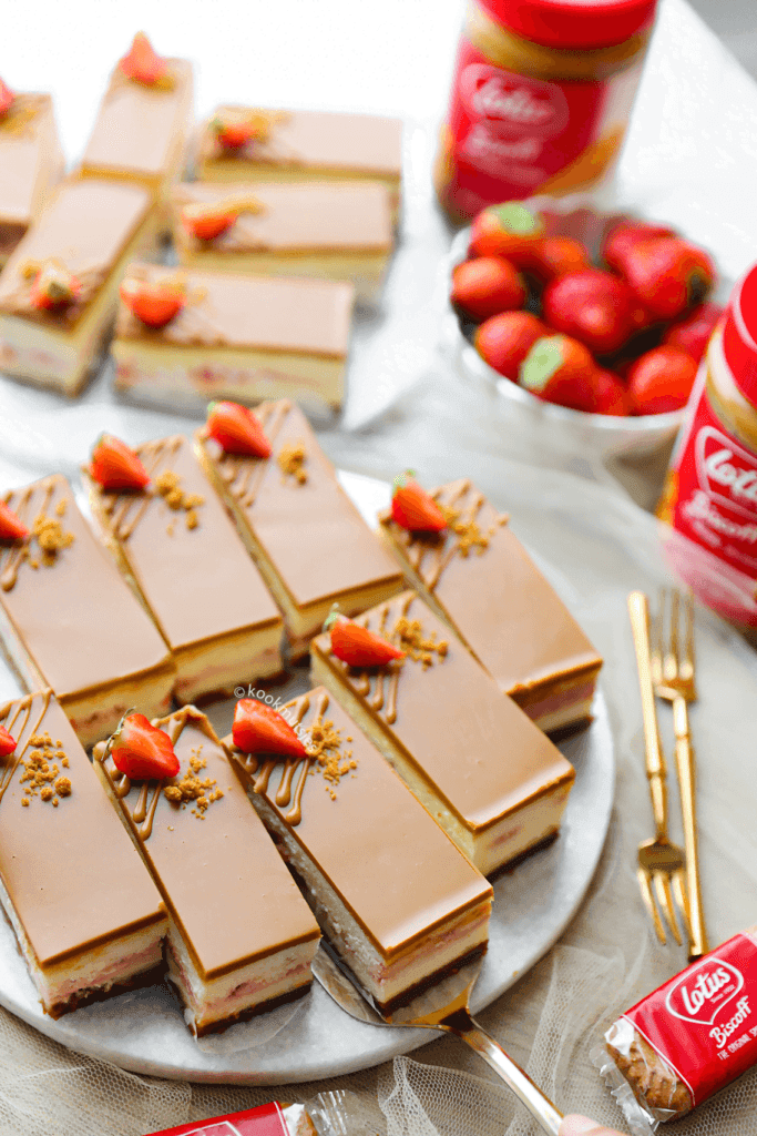 Speculoos aardbeien cheesecake eindresultaat Kookmutsjes