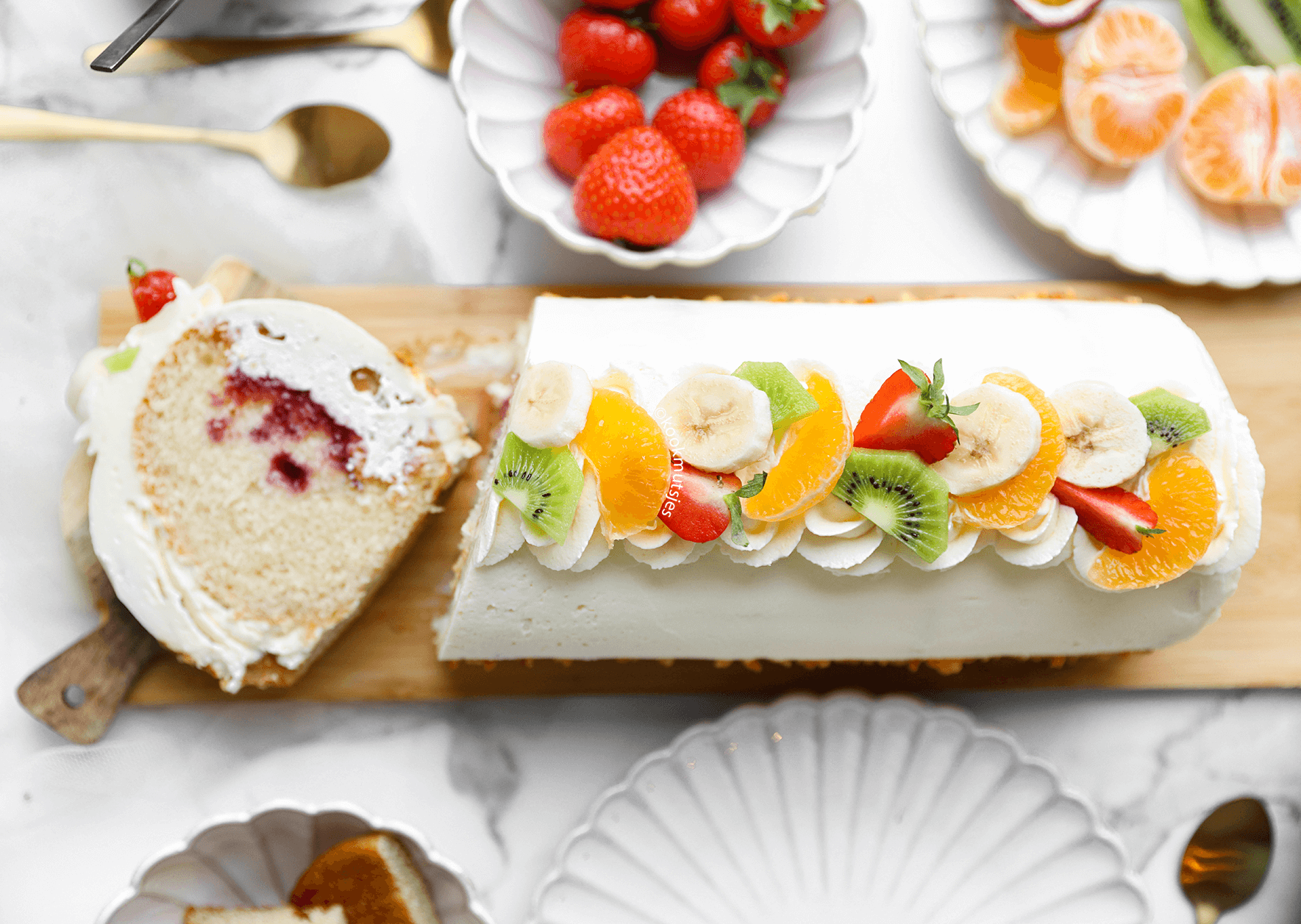 No bake slagroomtaart met eierkoeken