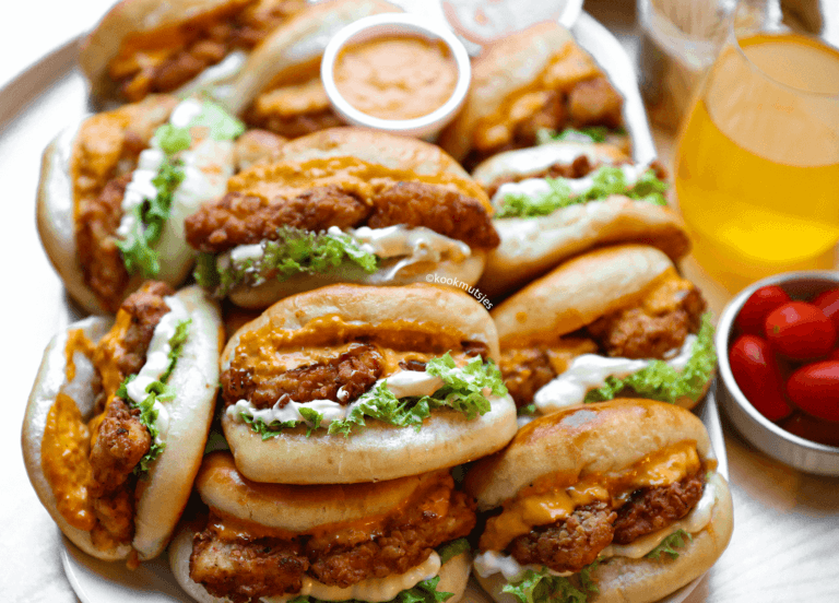 Brioche Burger Buns with Crunchy Chicken