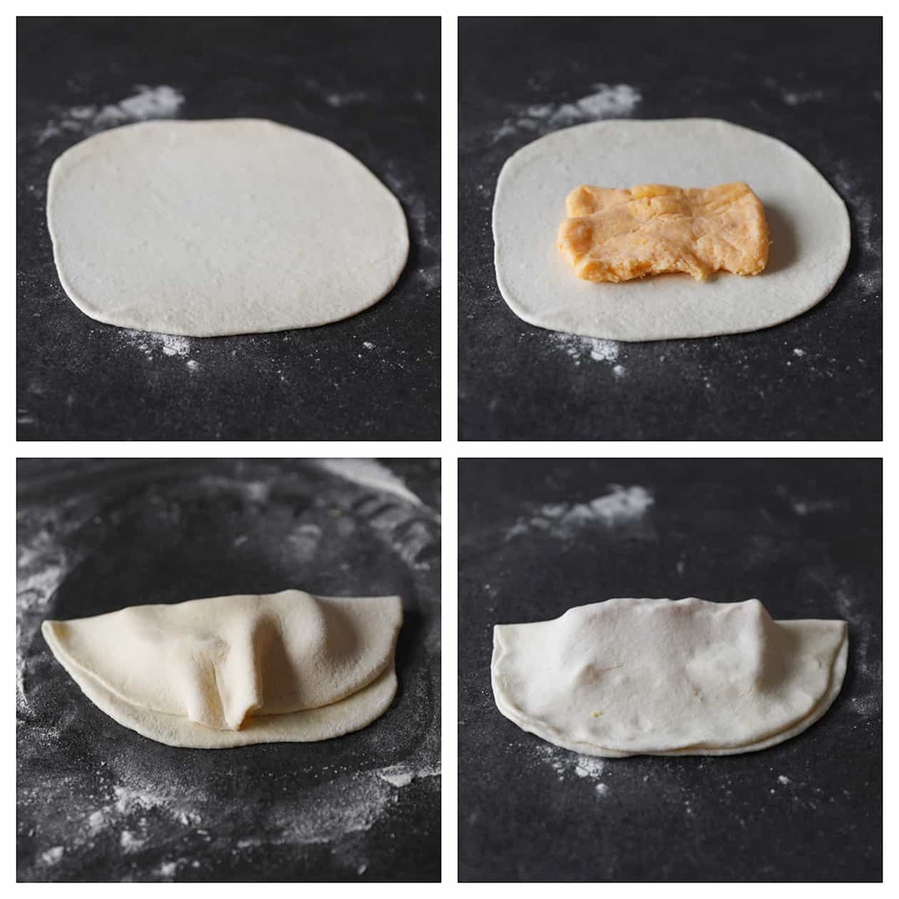 Deeg vullen met het kaasmengsel