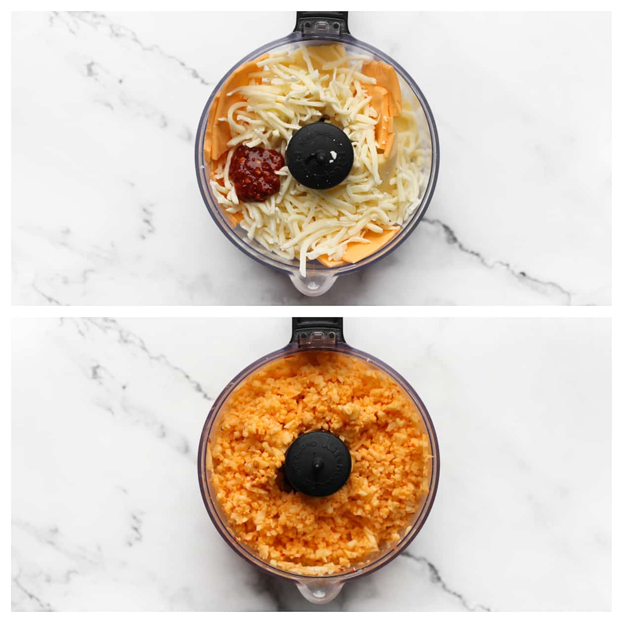 Kaasmengsel mixen in een hakmolen