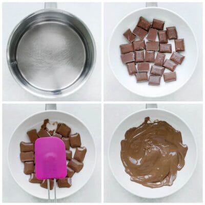 Smelt melkchocolade au bain-marie. 