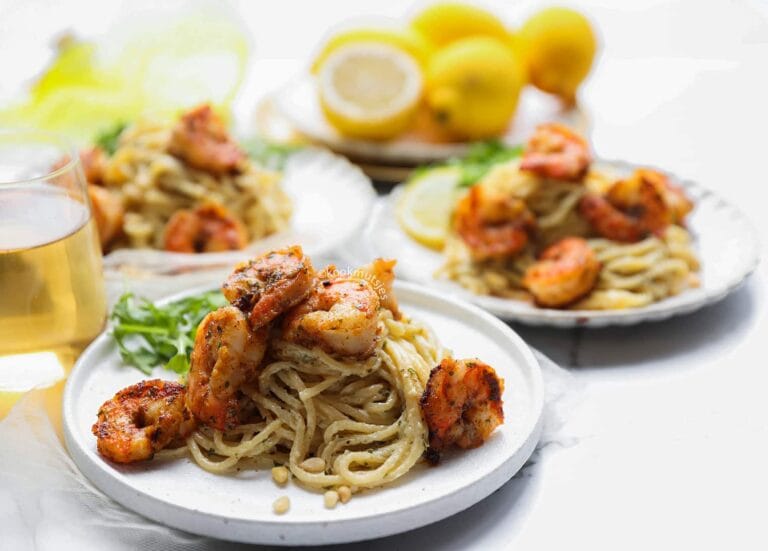 Spaghetti in Kruiden-Roomsaus met Garnalen