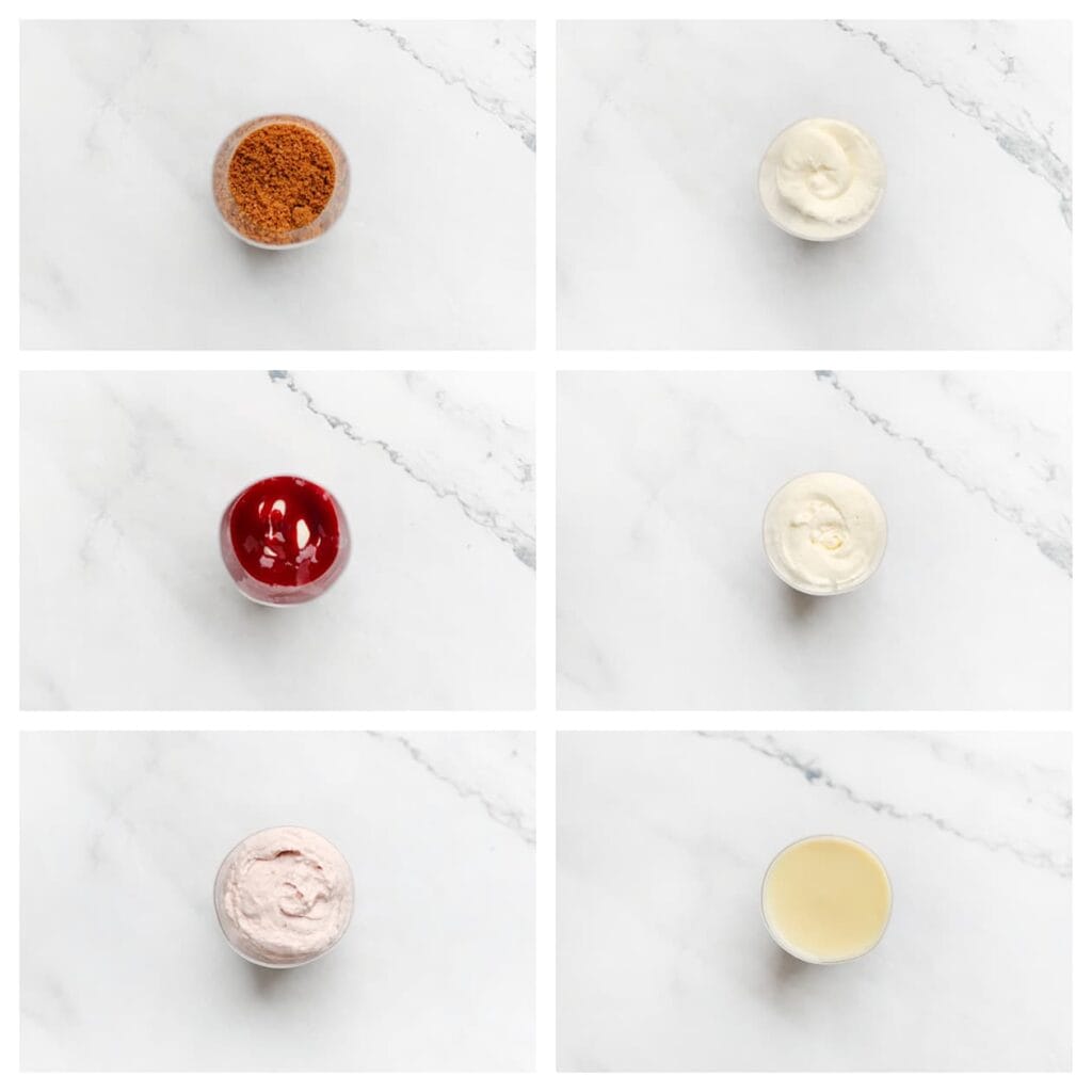 Neem een glas en vul deze als volgt:

- Speculooskoek (15 gram)
- Witte room (20 gram)
- Frambozenmengsel (10 gram)
- Vanilleroom (20 gram)
- Frambozenroom (35 gram)
- Witte chocoladeganache (10 gram)