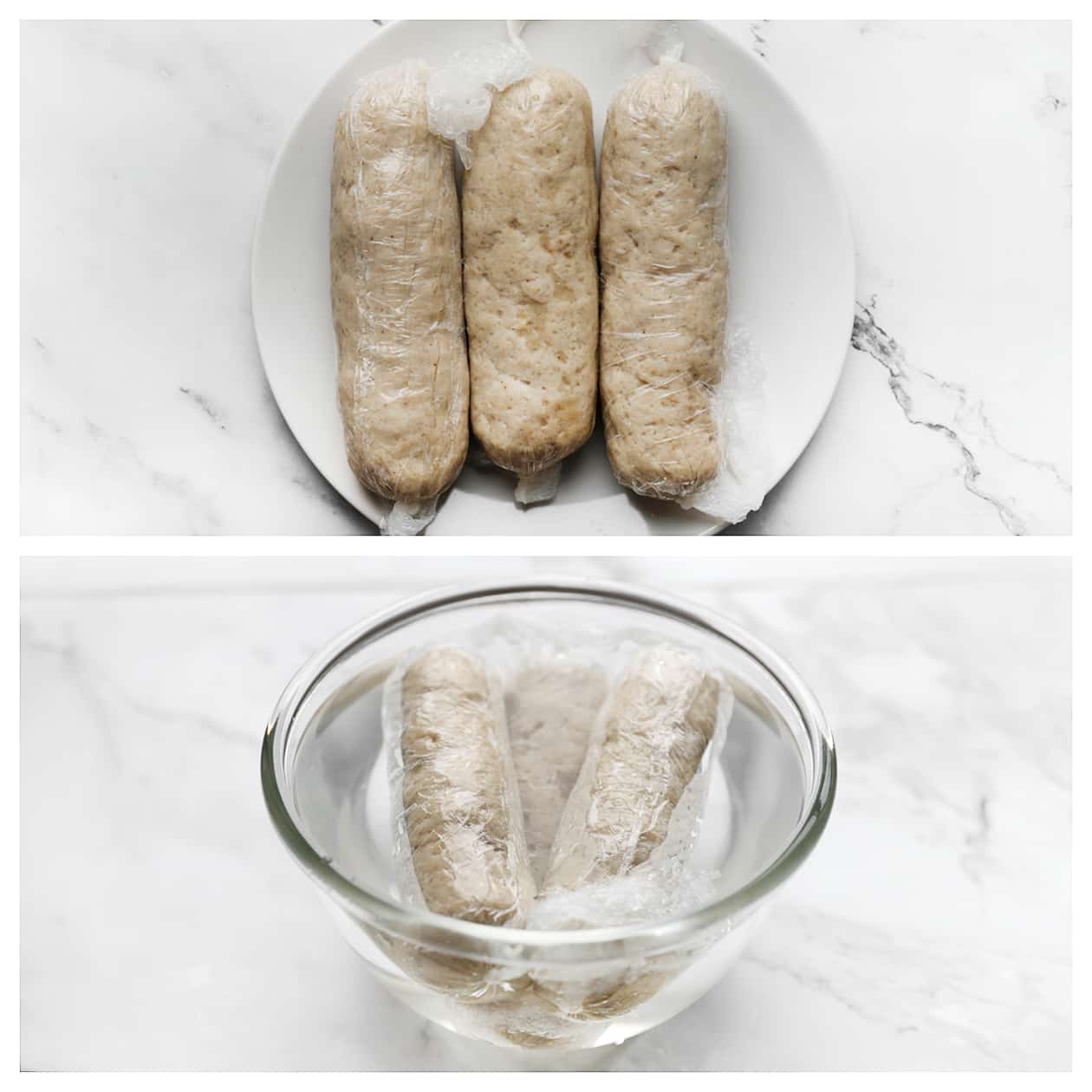 Grillworst af laten koelen in ijskoud water