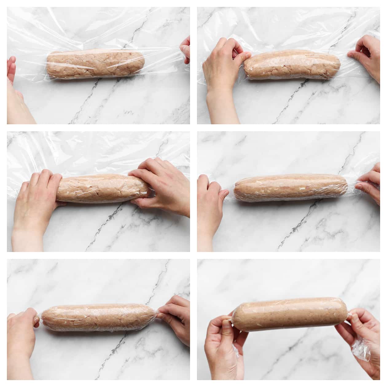 Grillworst inpakken met huishoudfolie