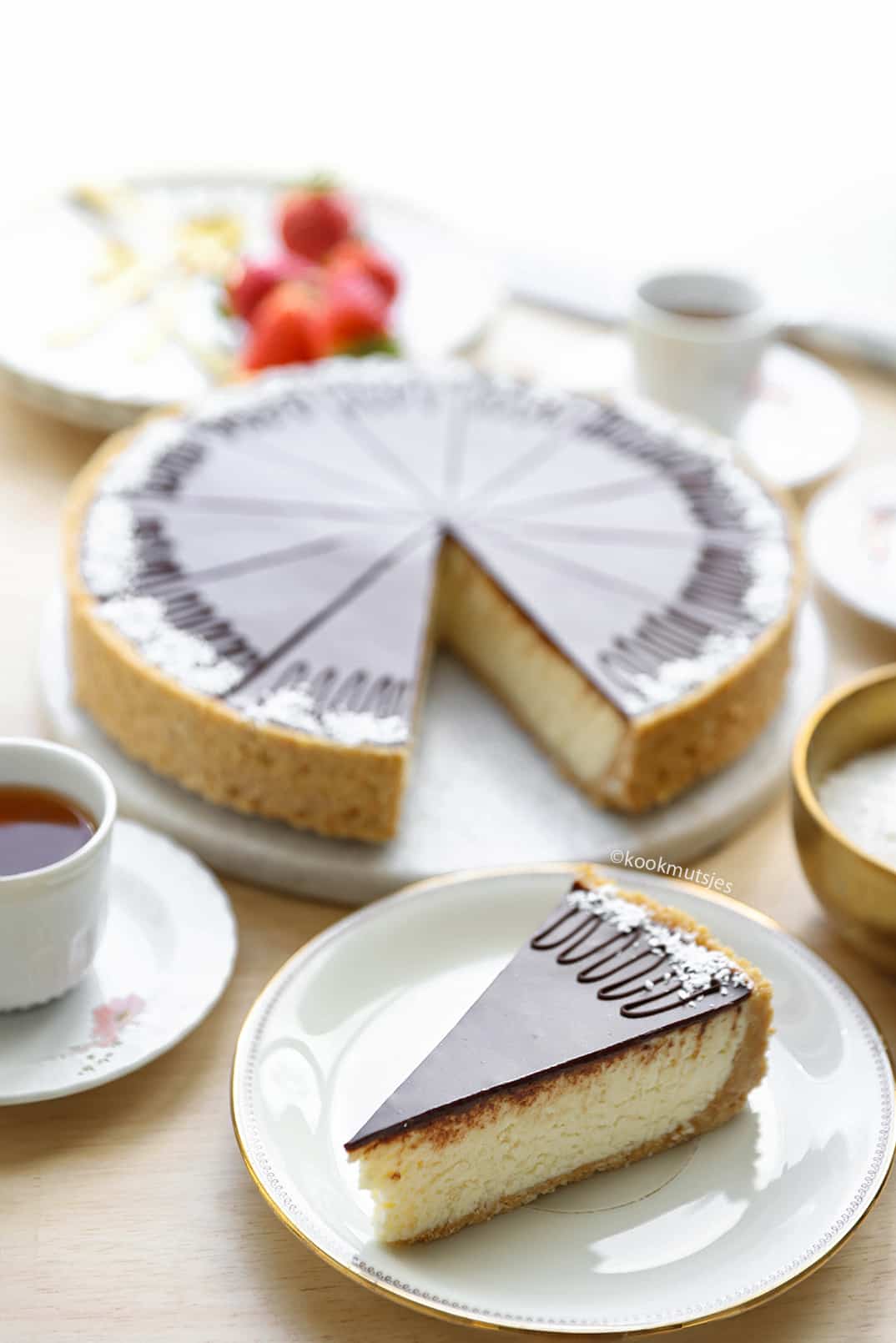 Kokos Cheesecake eindresultaat puntje Kookmutsjes