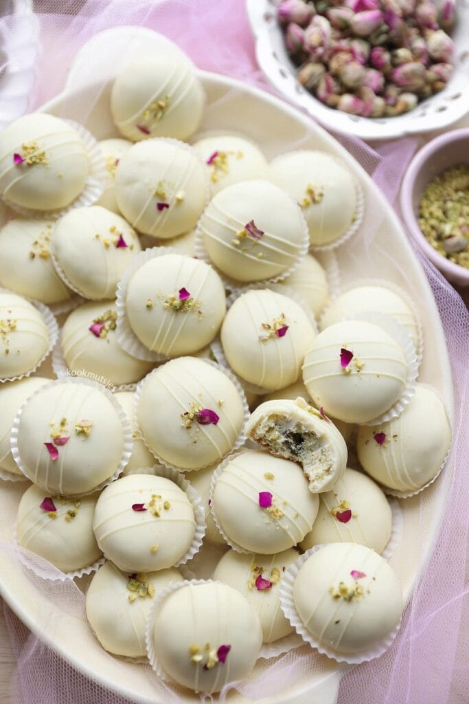 Pistache Chocoladekoekjes eindresultaat hap Kookmutsjes