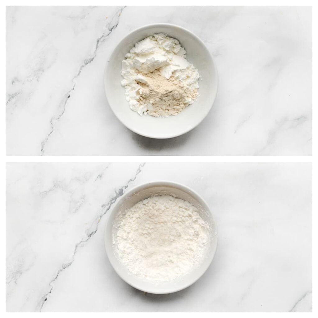 Voeg de uienpoeder samen met de maïzena toe aan een kom en meng goed.