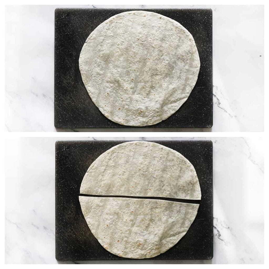 Leg een wrap op je werkplek en snijd hem doormidden.