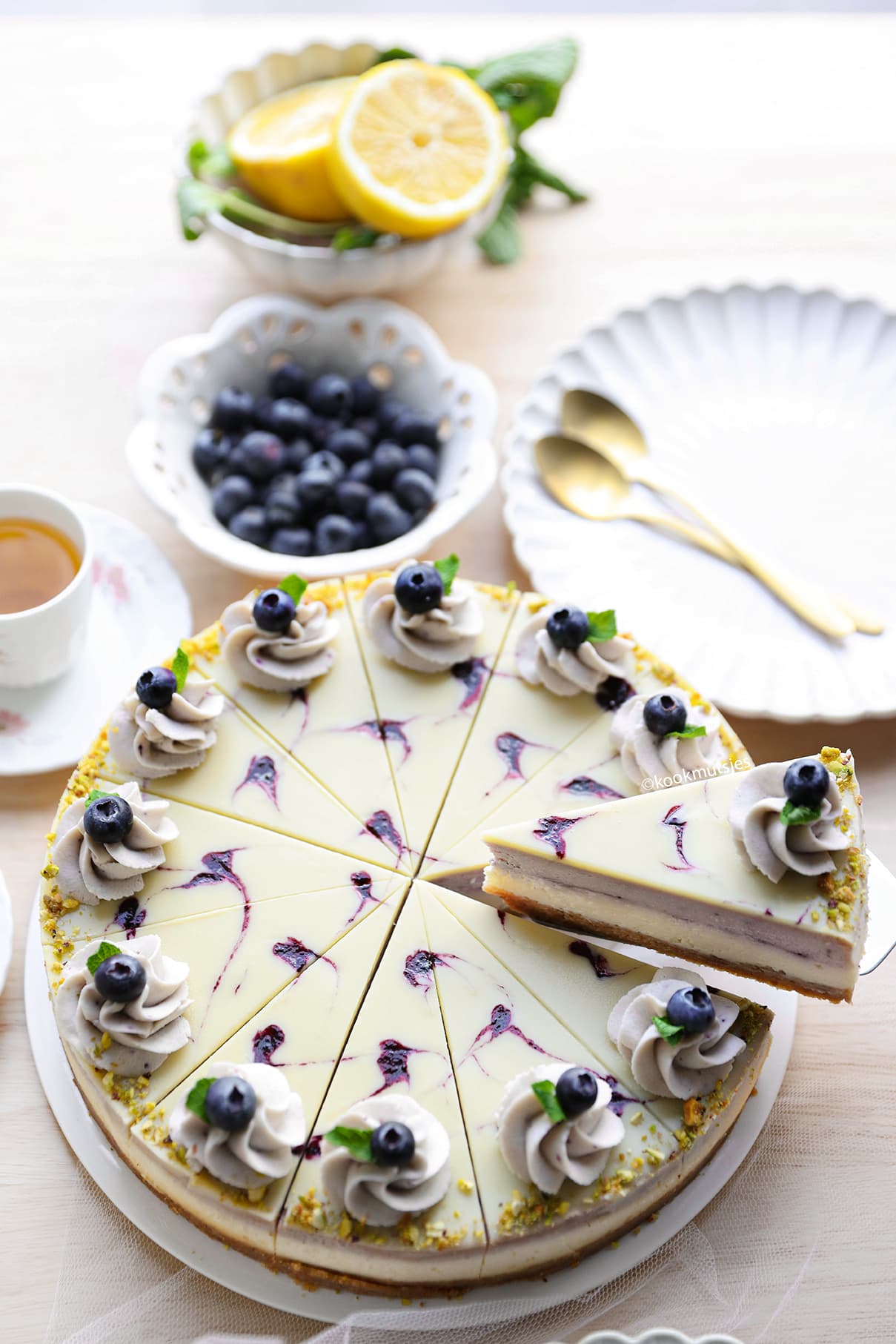 Bosbessen cheesecake eindresultaat Kookmutsjes