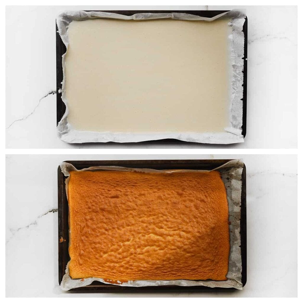 Plaats de cake in een voorverwarmde oven op 200 ℃ en bak ongeveer 7-10 minuten tot hij gaar is. Houd de baktijd zelf in de gaten, want elke oven werkt anders. Laat vervolgens de cake afkoelen.