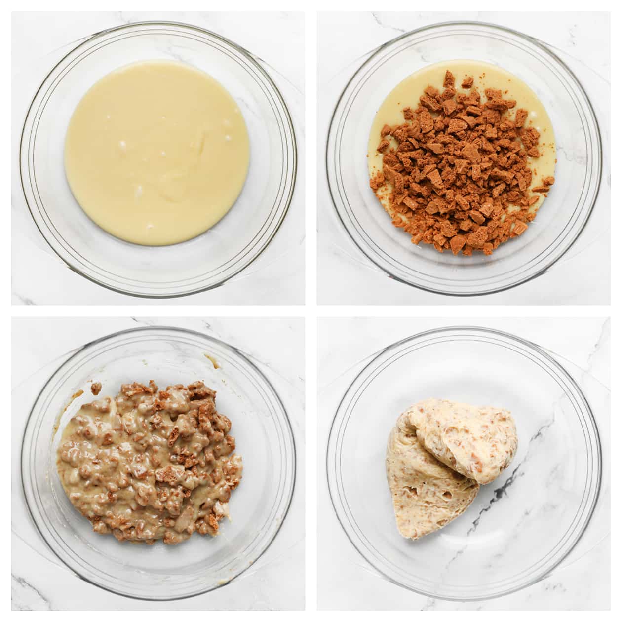 Chocolade mengen met verkruimelde speculooskoek en laten staat