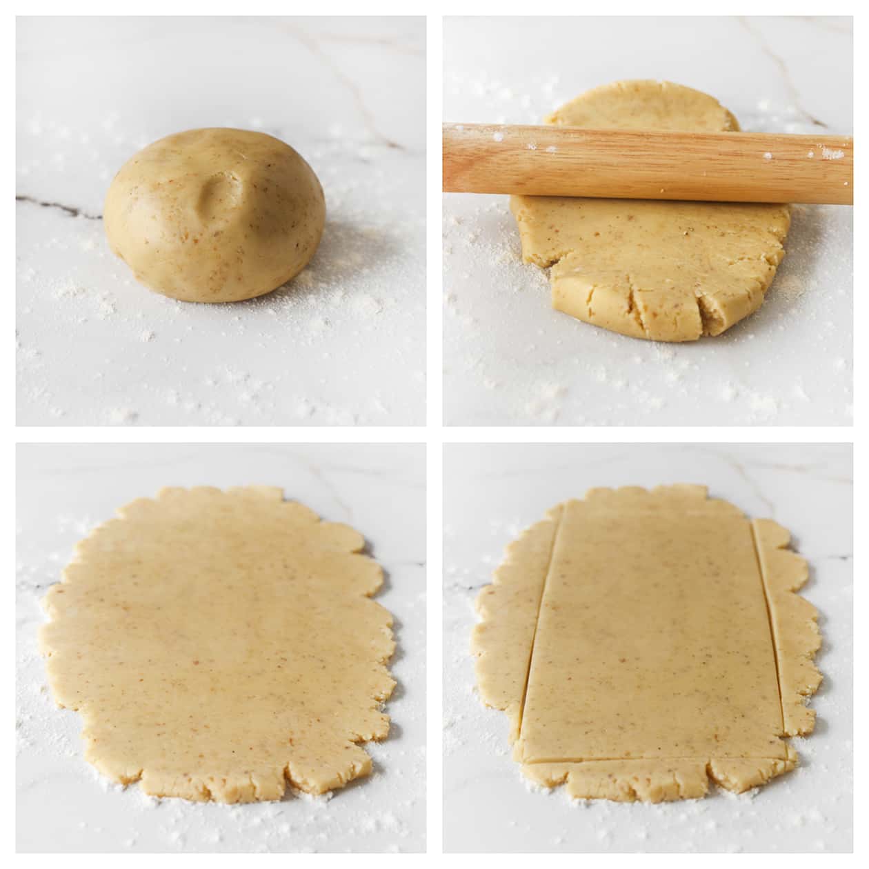 Koekjesdeeg uitrollen en snijden tot een rechthoek