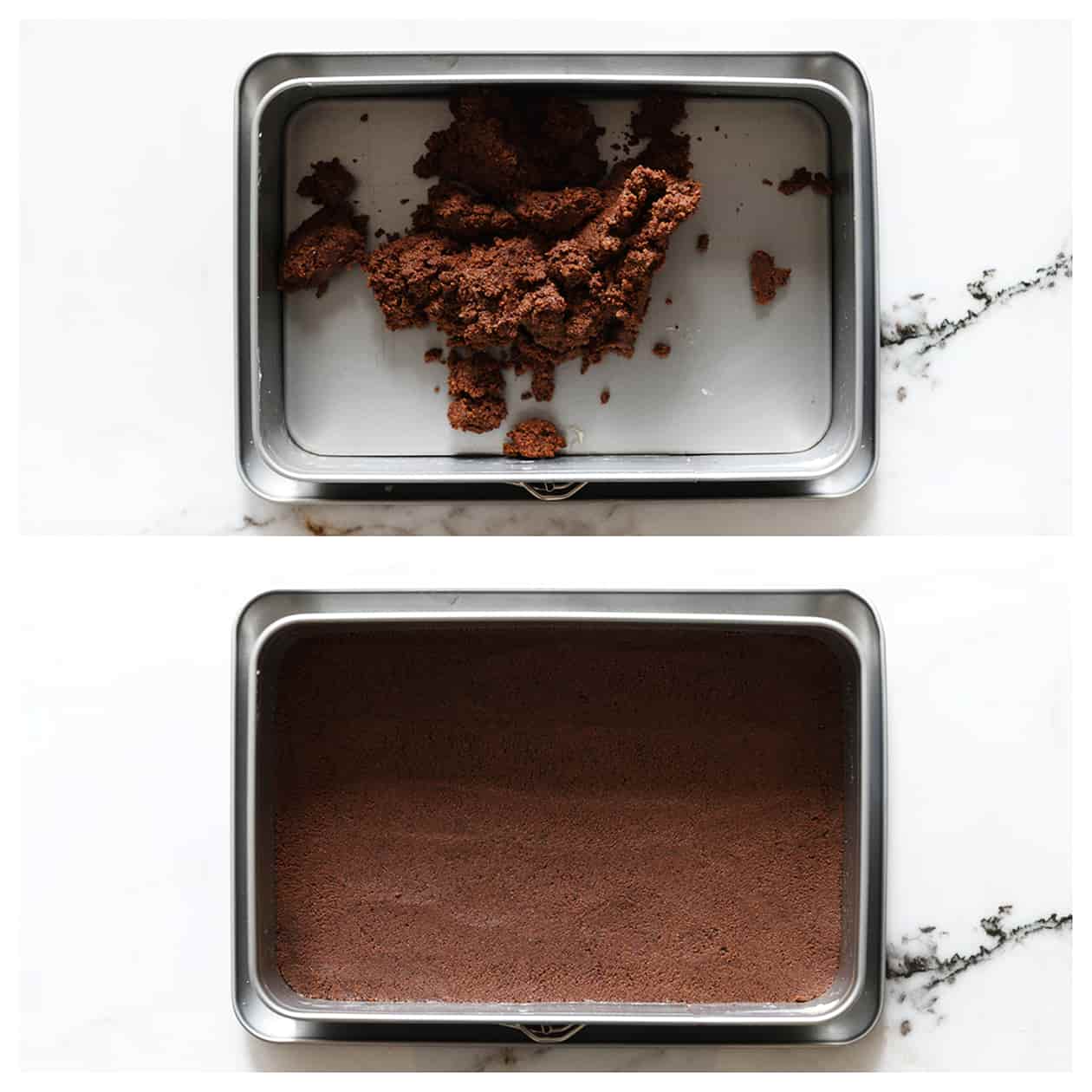 Koekjesdeeg verdelen over een rechthoekige springvorm