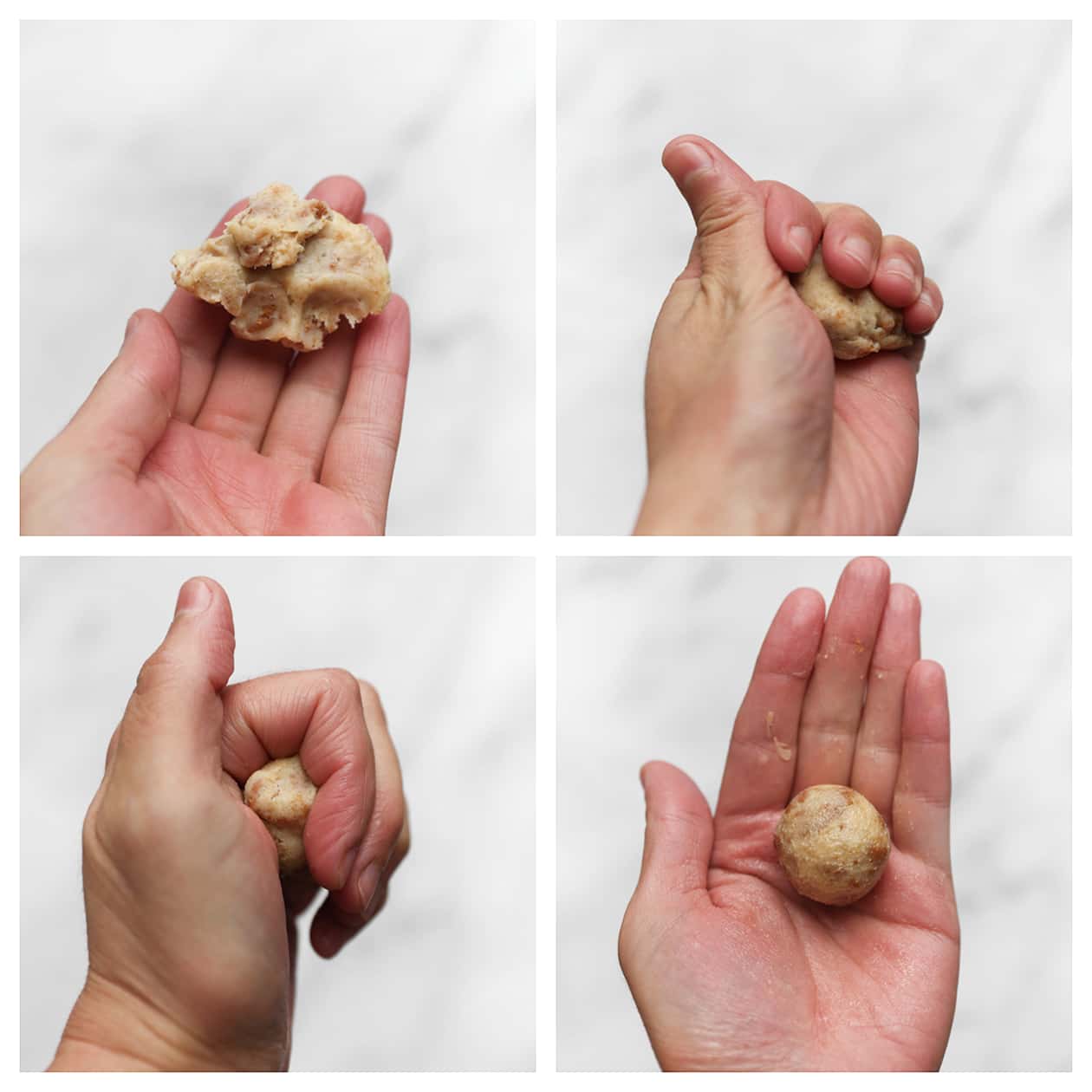 Koekjesdeeg vormen tot een rond bol